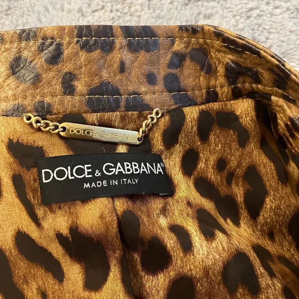Dolce & Gabbana leopard genuine leather jacket, S - Picture 5 of 16